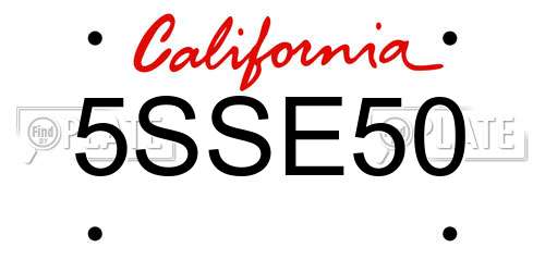 5SSE50 California License Plate