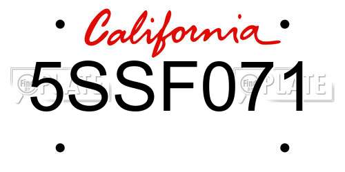 5SSF071 California License Plate
