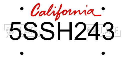 5SSH243 California License Plate
