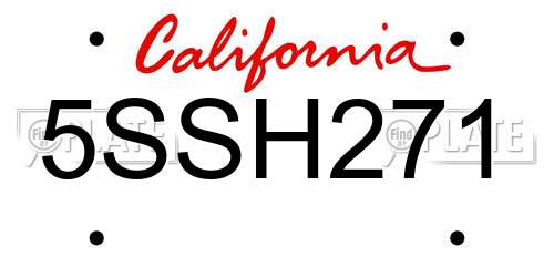 5SSH271 California License Plate