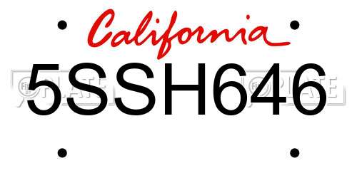 5SSH646 California License Plate