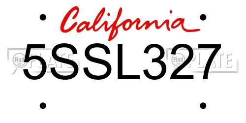 5SSL327 California License Plate