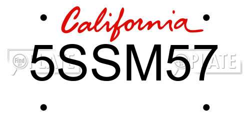 5SSM57 California License Plate