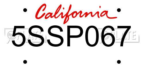 5SSP067 California License Plate