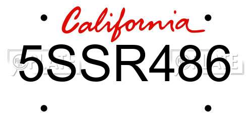 5SSR486 California License Plate