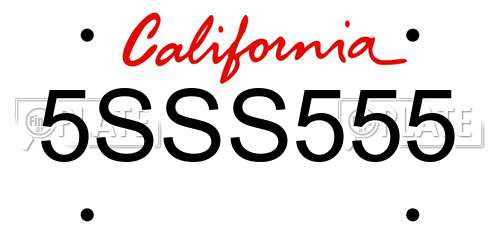 5SSS555 California License Plate