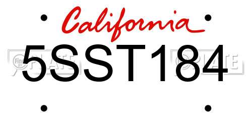 5SST184 California License Plate