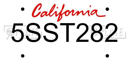5SST282 California License Plate