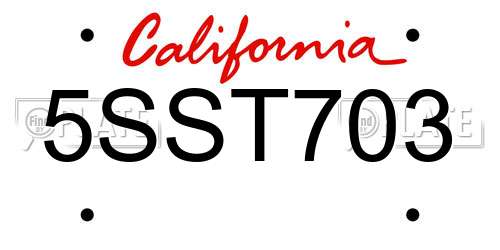 5SST703 California License Plate