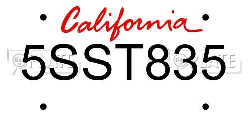 5SST835 California License Plate