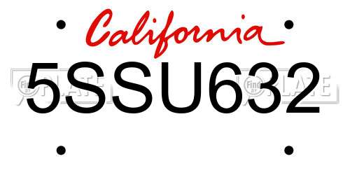 5SSU632 California License Plate
