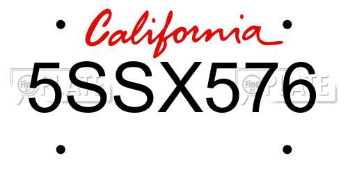 5SSX576 California License Plate