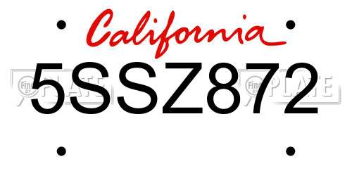 5SSZ872 California License Plate