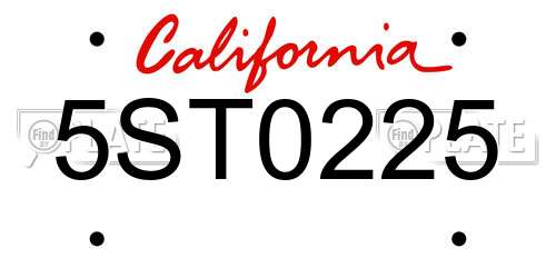 5ST0225 California License Plate