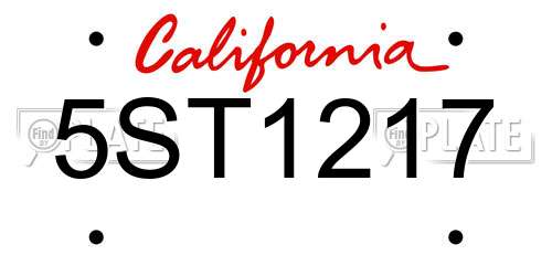 5ST1217 California License Plate