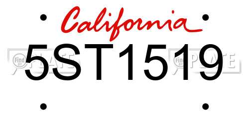 5ST1519 California License Plate