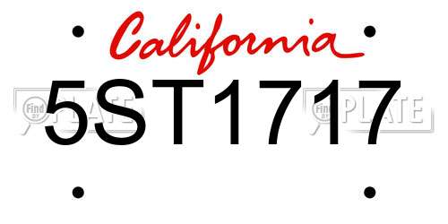 5ST1717 California License Plate