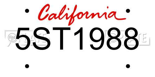 5ST1988 California License Plate
