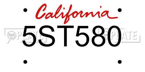 5ST580 California License Plate