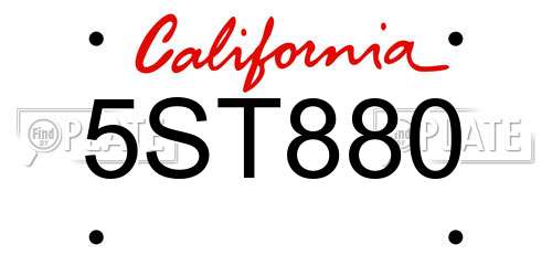 5ST880 California License Plate