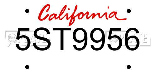 5ST9956 California License Plate