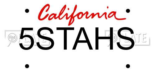 5STAHS California License Plate