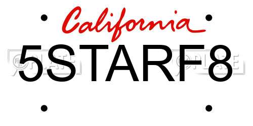 5STARF8 California License Plate