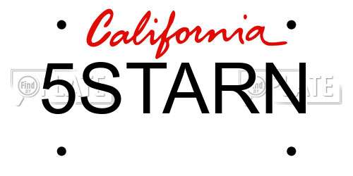 5STARN California License Plate