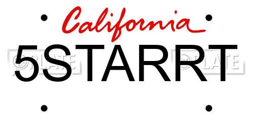 5STARRT California License Plate