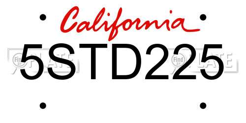 5STD225 California License Plate