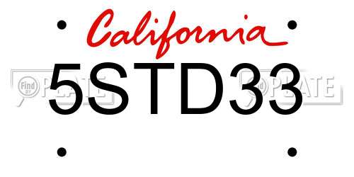 5STD33 California License Plate
