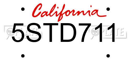 5STD711 California License Plate