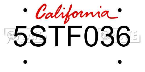 5STF036 California License Plate