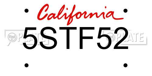 5STF52 California License Plate