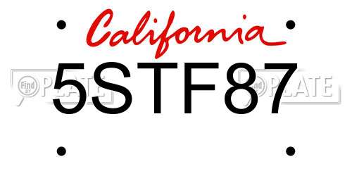 5STF87 California License Plate