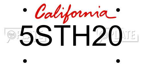 5STH20 California License Plate
