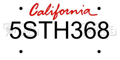 5STH368 California License Plate