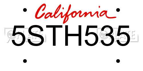 5STH535 California License Plate