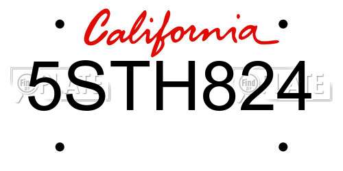 5STH824 California License Plate
