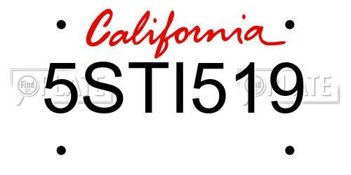 5STI519 California License Plate