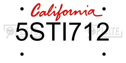 5STI712 California License Plate