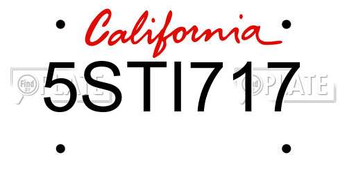 5STI717 California License Plate