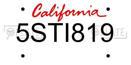 5STI819 California License Plate
