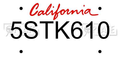 5STK610 California License Plate