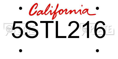 5STL216 California License Plate