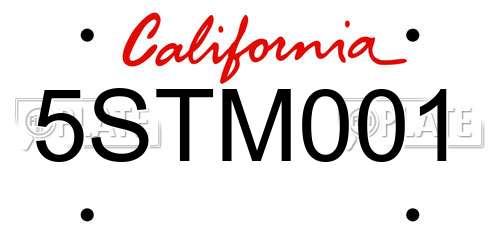 5STM001 California License Plate