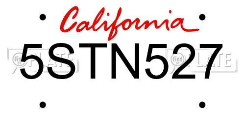 5STN527 California License Plate