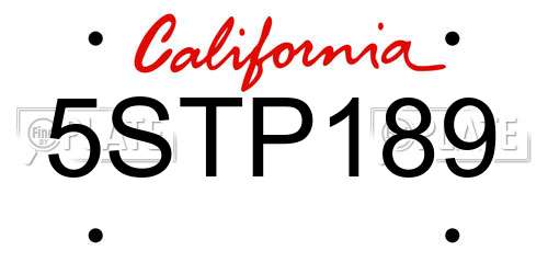 5STP189 California License Plate