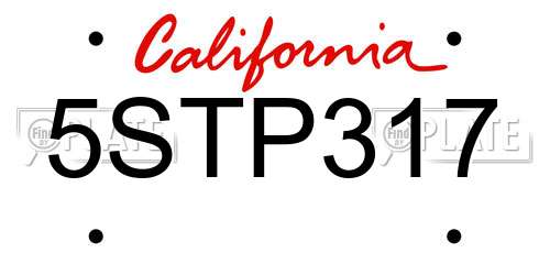 5STP317 California License Plate