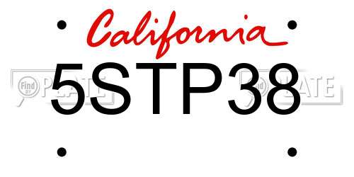 5STP38 California License Plate